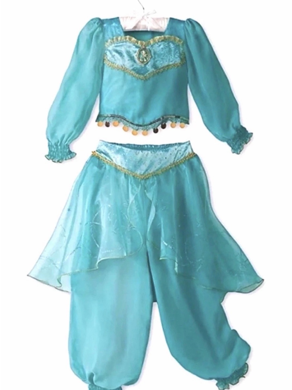 Disney Store Girls Princess Jasmine 2PC Sparkly Halloween Costume Size 7/8 ec